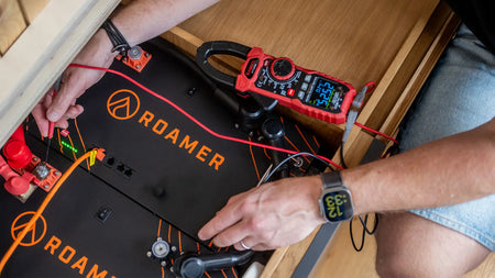 Two Roamer Home batteries being tested by Steve at Roamer Batteries