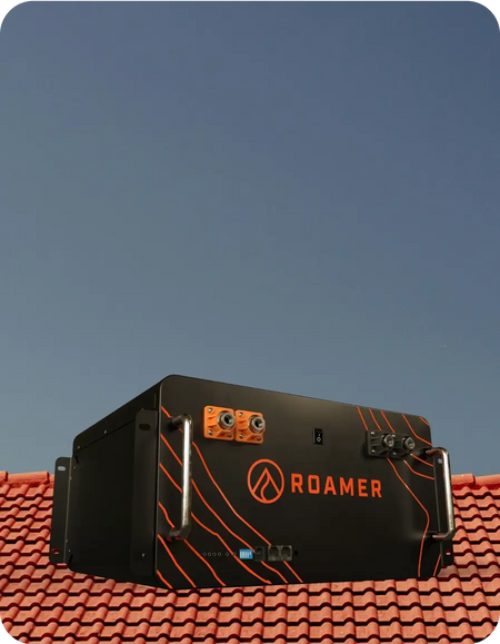 Roamer home battery sat on the roof of a house
