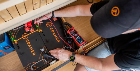 Two Roamer Home batteries being tested by Steve at Roamer Batteries